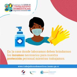 Afiche sobre la necesidad de que a las empleadas domésticas se les brinde los insumos necesarios ...