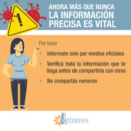 Afiche titulado Ahora más que nunca la información precisa es vital en relación con las noticias ...