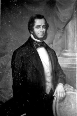 Negativo con imágenes del retrato del señor Felipe Molina, 1812-1855, tomada en el Salón Dorado d...