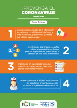 Afiche con campaña de divulgación de información para el sector turismo sobre medidas de prevenci...