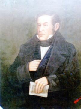 Fotografía del óleo con la imagen del Lic. Agustín Gutiérrez Lizaurzábal