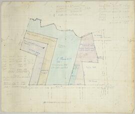 Plano de propiedades a nombre de Ester Saénz, Elisa y Lidia Mata y E. Challe y Compañía, situada ...