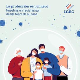 Afiche indicando que las entrevistas del Instituto Nacional de Estadística y Censos se realizarán...