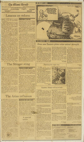 Artículo del periódico The Miami Herold, titulado “The Arias influence”, referente a la influenci...