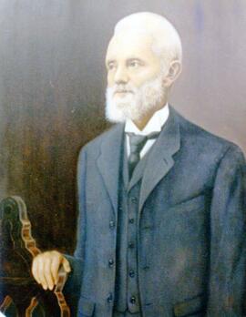 Fotografía del óleo con la imagen del Lic. Ezequiel Gutiérrez Iglesias, Presidente de la Corte Su...