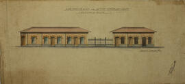 Plano del mercado de Santo Domingo de Heredia, fachada oeste. Firma Guillermo Gargollo. Escala 1c...