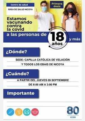 Afiche titulado Vacunese contra la COVID-19