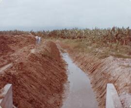 Fotografía de un canal o excavado para construcción en la plantación bananera