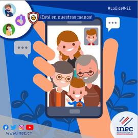 Afiche que promueve el contacto y la socialización a través de la tecnología, esto en el contexto...