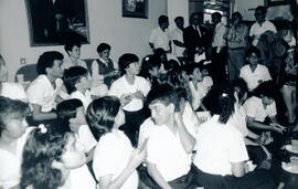Fotografía del grupo de estudiantes de la Escuela Marcelino García Flamenco. Toma realizada en la...