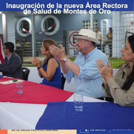 Fotografías de la inauguración del área rectora de salud de Montes de Oro, en las que aparece la ...
