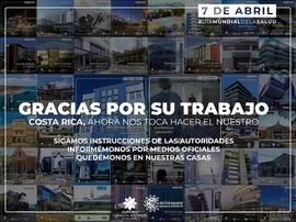 Afiche titulado Gracias por su trabajo. Costa Rica, ahora nos toca hacer lo nuestro, en relación ...
