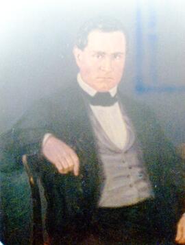 Fotografía del óleo del Lic. Miguel Macaya, Presidente de la Corte Suprema de Justicia en 1878 Sa...