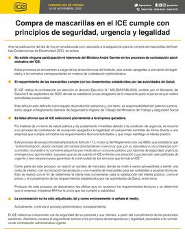 Afiche sobre comunicado de compra de mascarillas que cumplen con todas las medidas de seguridad y...
