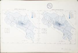 Mapa densidad de población de Costa Rica, según censos 1927 y 1950. En Atlas Estadístico de Costa...