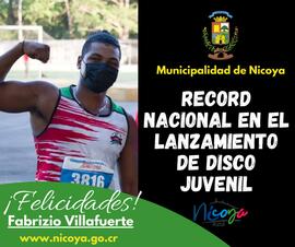 Afiche sobre el record nacional en el lanzamiento de disco juvenil