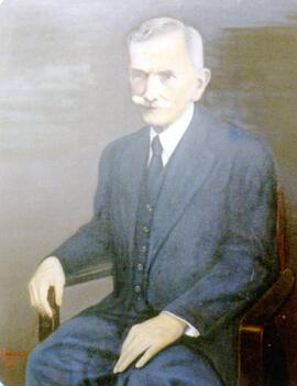 Fotografía con la imagen del óleo del Lic. Octavio Beeche Argüello, Presidente de la Corte Suprem...
