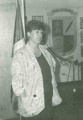 Fotografía de la Viceministra de Cultura Mimi Prado Castro, en la inauguración de la exposición d...