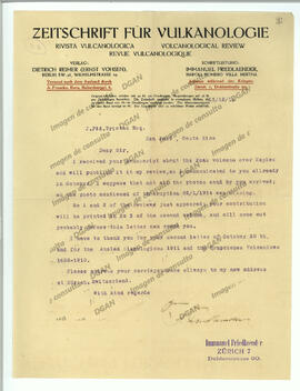 Carta remitida por Immanuel Friedlaender de Zurich, Suiza, sobre manuscrito por publicar referent...