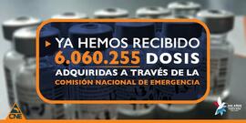 Afiche sobre la recepción de más de 6 millones de dosis de la vacuna contra la COVID-19