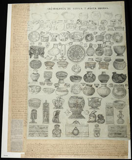 Dibujo de piezas arqueológicas desenterradas en Nicoya y la península de Santa Helena o Elena en ...