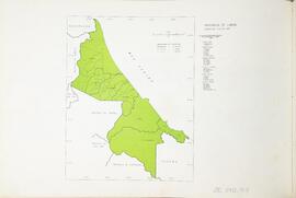 Mapa división político administrativa de la provincia de Limón 1980. En Atlas Estadístico de Cost...