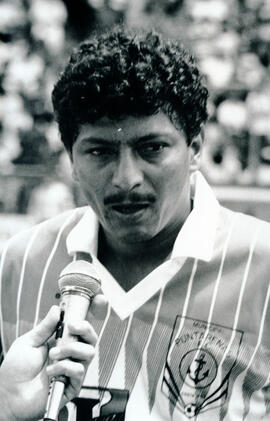 Fotografía de Carlos Javier Angulo, Jugador del Equipo de Fútbol Municipal Puntarenas, durante un...