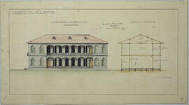 Plano. Hospital de Limón, Vista Lateral de los pabellones para enfermos. Provincia de Limón. Proc...