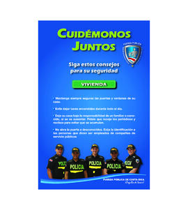 Afiche sobre consejos de seguridad para cuidar la vivienda. Campaña Cuidémonos Juntos