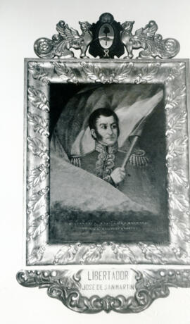 Fotografía con la imagen del óleo del libertador suramericano José de San Martín, el cual se encu...