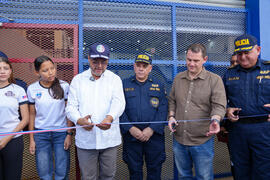 Fotografías de la inauguración de la delegación de policía en Pocosol de Sarapiquí.