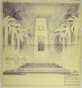 Plano monumento a los caídos de la revolución para la ciudad de Limón. Escala: 1:10. Fecha: 11 de...