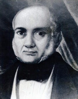 Fotografía con la imagen del Lic. Braulio Carrillo Colima, Jefe de Estado de Costa Rica entre 183...