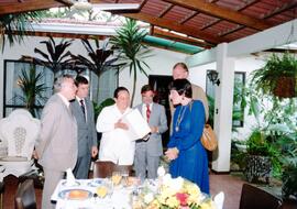Fotografías con imágenes de don Luis Alberto Monge Alvarez, Presidente de la República, en divers...