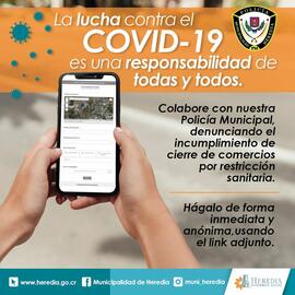 Afiche titulado La lucha contra la COVID es una responsabilidad de todas y todos, esto en el cont...
