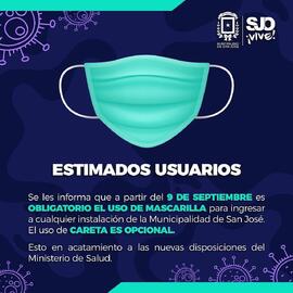 Afiche sobre el uso obligatorio de la mascarilla a partir del 9 de setiembre 2020