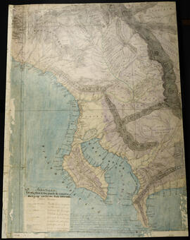 Mapa de Costa Rica en la sección suroeste con datos histórico geográficos