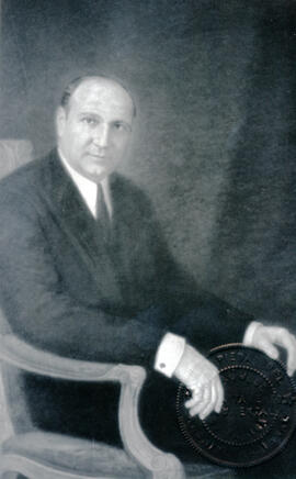 Fotografía del retrato de Manuel Francisco Jiménez Ortiz, 1882 - 1952, tomada en el Salón Dorado ...