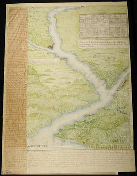 Plano de la ciudad del Nombre de Jesús en las orillas del río Couto en 1571 con datos histórico g...