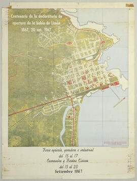 Mapa ciudad de Limón. Preparado por Instituto Geográfico Nacional. Fecha: 1967. Material: litogra...