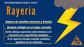 Afiche sobre recomendación ante rayeria