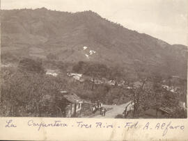 Fotografía estereoscópica de una vista panorámica de La Carpintera, Tres Ríos de Cartago. Esta Fo...
