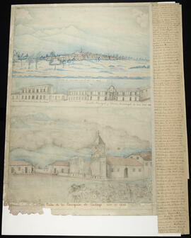 Dibujo de la vista de una panorámica de la ciudad de San José en 1840