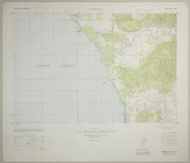 Mapa topográfico de Nosara, aparecen zonas aledañas, Océano Pacífico, Río Montaña, Río Nosara, Rí...