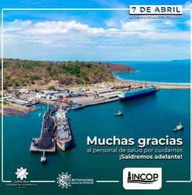 Afiche titulado Muchas gracias personal de salud por cuidarnos saldremos adelante esto en el cont...