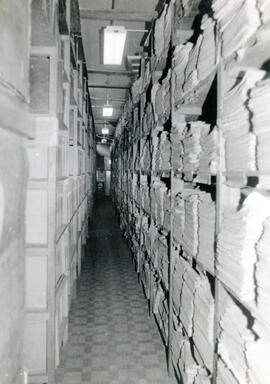 Fotografía del depósito de documentos en el Archivo Nacional. San José, Costa Rica