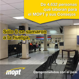 Volante para redes sociales sobre la participación del personal MOPT en la huelga