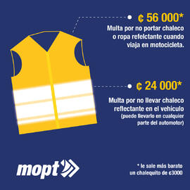 Volante para redes sociales sobre el uso del chaleco reflectante y la multa correspondiente por n...