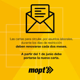 Volante para redes sociales sobre la renovación de las cartas para circular, por asuntos laborale...