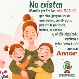 Afiche con frase dedicada a las madres en la celebración del Día de la Madre en el cantón de Liberia
